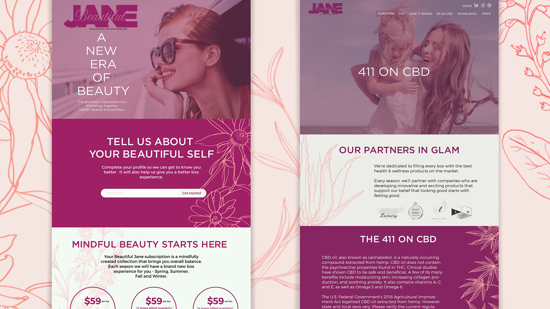 Beautiful Jane, CBD Subscription Service, website design