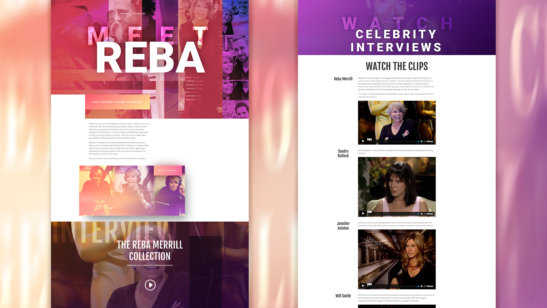 Reba Merrill, Celebrity Interviewer and author, Website
