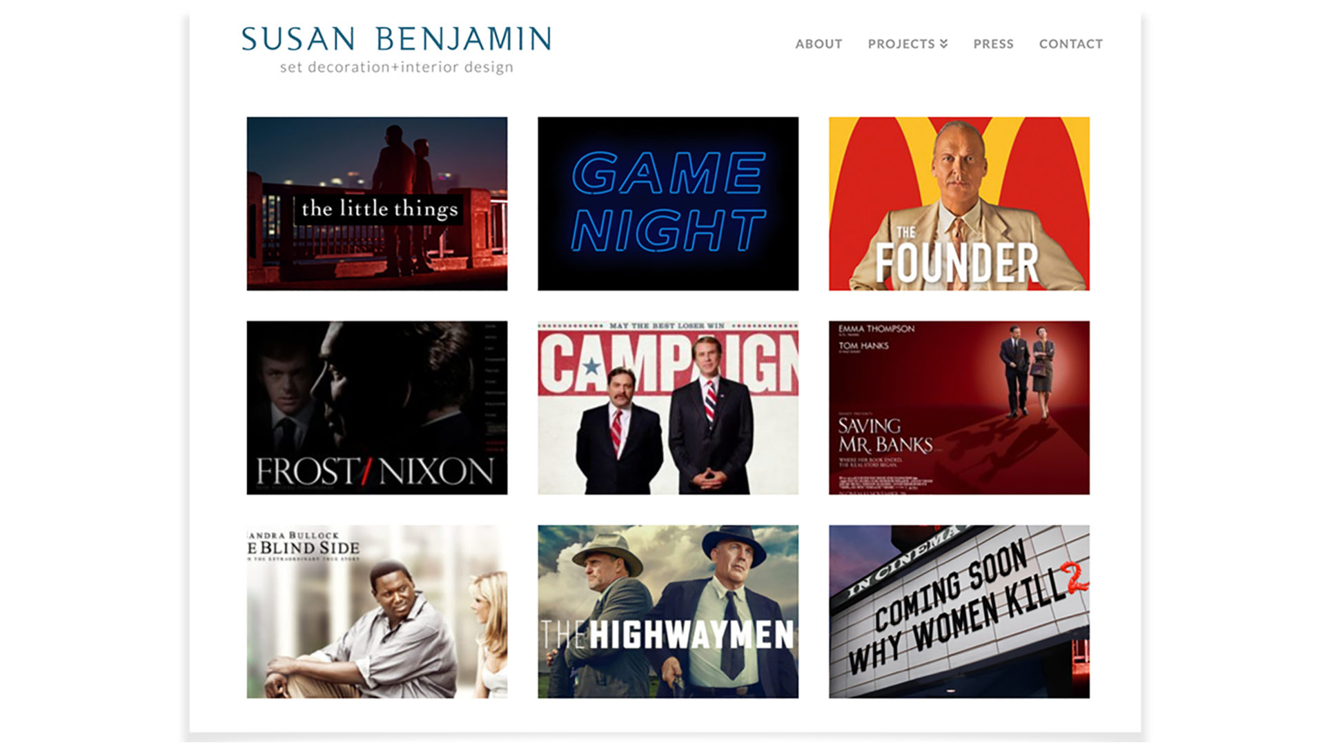 Susan Benjamin, Set Decorator, Website