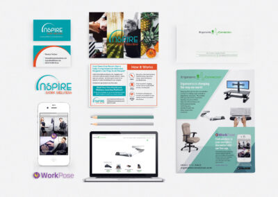 Inspire Work Wellness, print materials, website design, Rzn8 media