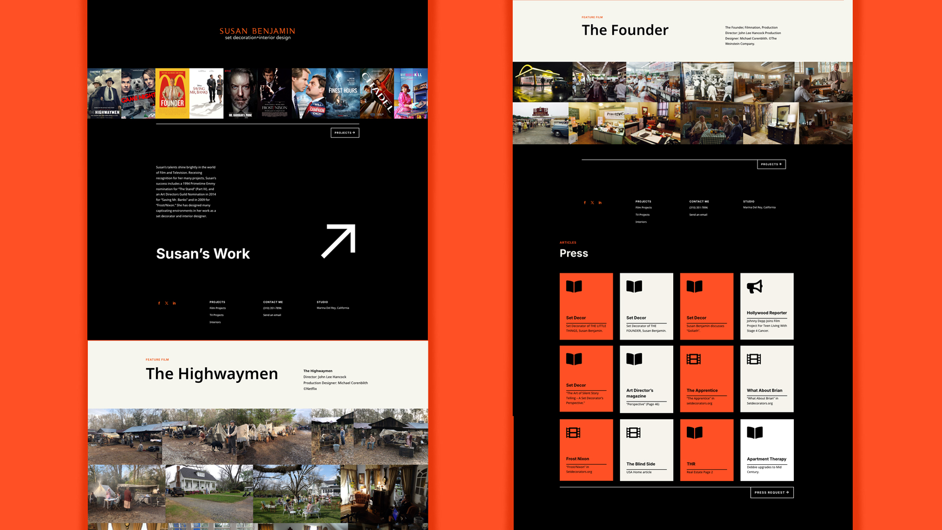 Susan Benjamin, Set Decoration, Web Design